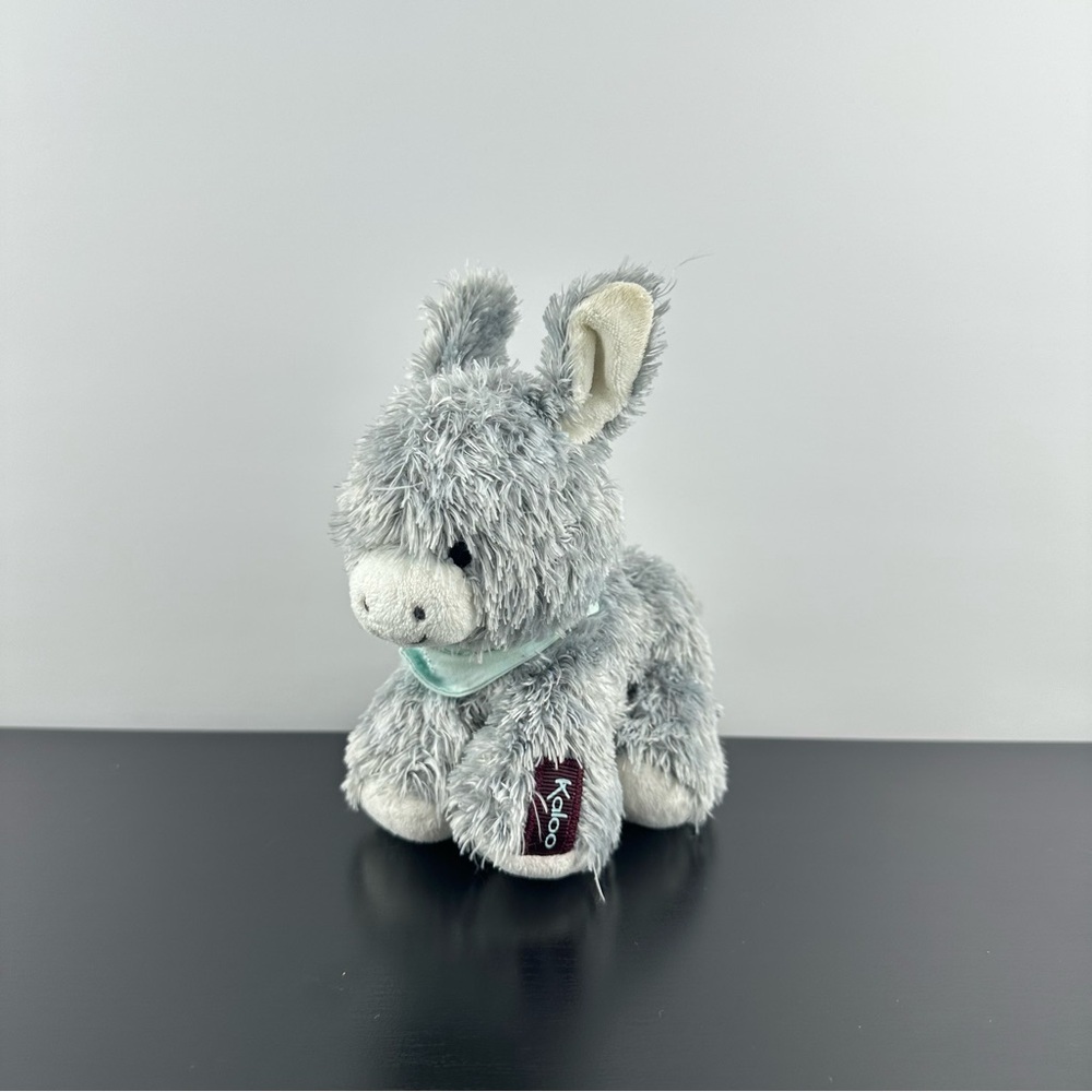 Kaloo Donkey Plush Beanie Les Amis Teddy 6” Ane Peluche Blue Bandana